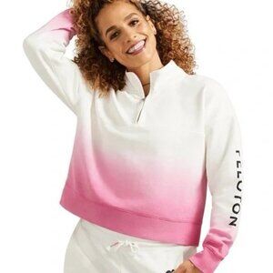 Peloton Womens Half Zip Sweatshirt XL Pink White Ombre Pullover Spellout Logo